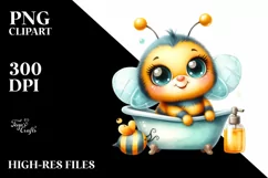 Colorful Baby Bee in Bathtub | Clipart Product Image 1