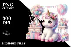 Cute Unicorn Gardening Clipart Product Image 1