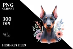 Pastel Doberman Pinscher Portrait | Sublimation | Clipart Product Image 3