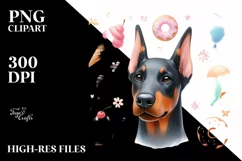 Pastel Doberman Pinscher Portrait | Sublimation | Clipart Product Image 1