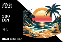 Retro Tropical Beach Sunset PNG Product Image 2