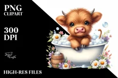 baby highland cow in bath tub with bubbles Product Image 3