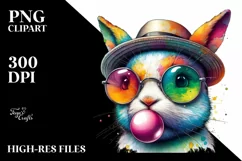 Quirky Rabbit with Sunglasses | Sublimation | PNG Clipart Product Image 1