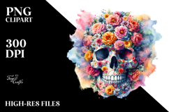 Colorful Skull Flowers, PNG Product Image 2