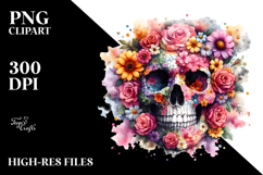Colorful Skull Flowers, PNG Product Image 2
