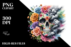 Colorful Skull Flower PNG Product Image 2