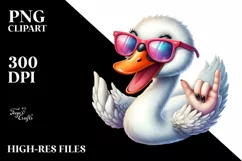 Smiling Swan Sunglasses Rocker Sign | Sublimation | Clipart Product Image 3