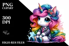Cute Unicorn Sitting, Summer PNG Product Image 3