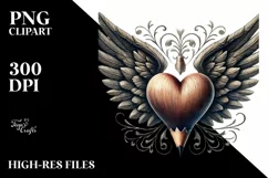 Vintage Pencil Heart with Wings PNG Product Image 2