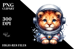 Energetic Baby Lion with Astronaut Helmet, Transparent PNG Product Image 2
