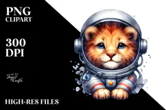 Energetic Baby Lion with Astronaut Helmet, Transparent PNG Product Image 2