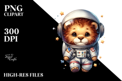 Cute Baby Lion with Astronaut Helmet, High-Res PNG Product Image 2