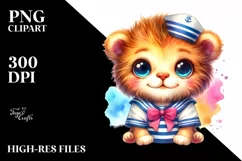 Vibrant Cute Baby Lion in Sailor Suit | Sublimation | Product Image 3