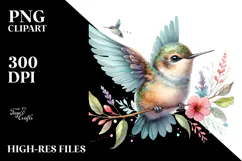 Cute Energetic Baby Hummingbird PNG Product Image 2