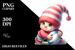 Watercolor Pastell of a Cute Baby Gnome Playing Rugby | Product Image 3