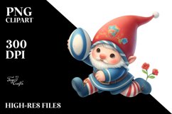 Watercolor Pastell of a Cute Baby Gnome Playing Rugby | Product Image 3