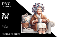 Old Lady Character Couch Clipart Product Image 2