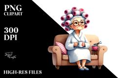 Old Lady Character Couch Clipart Product Image 2