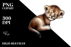 Digital Baby Lion Sleeping PNG Product Image 2