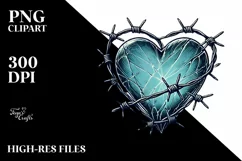 Vintage Heart with Barbwire PNG Product Image 2