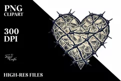 Vintage Heart with Barbwire PNG Product Image 2
