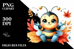 Funny Baby Bee with Autumn Leaves | Sublimation | Clipart Product Image 3