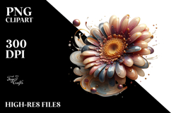 Abstract Glossy Gerbera Watercolor Splash PNG Product Image 2