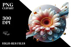 Abstract Glossy Gerbera Watercolor Splash PNG Product Image 2