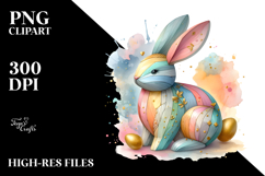 Pastel Wooden Bunny PNG Product Image 2