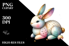 Wooden Bunny with Golden Inserts, PNG Product Image 2