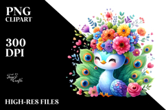 Colorful Peacock Flower Crown Clipart Product Image 2
