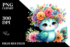 Colorful Peacock Flower Crown Clipart Product Image 2