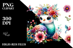 Colorful Peacock Flower Crown Clipart Product Image 2