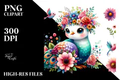 Colorful Peacock Flower Crown Clipart Product Image 2