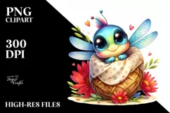 Cute Baby Dragonfly Cuddling | Clipart Product Image 1
