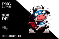 Goofy Cow with Superhero Cape PNG Product Image 2