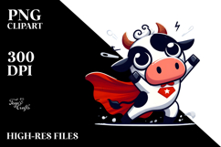 Goofy Cow with Superhero Cape PNG Product Image 2