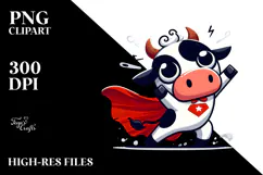 Goofy Cow with Superhero Cape PNG Product Image 2