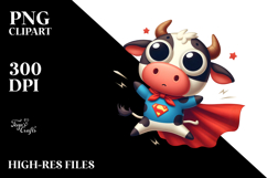 Goofy Cow with Superhero Cape PNG Product Image 2