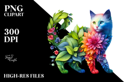 Vibrant Watercolor Kitten with 3D Looking Flowers, 20 oz Product Image 2