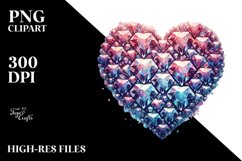 Watercolor Diamond Heart Art, PNG Product Image 2
