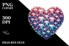 Watercolor Diamond Heart Art, PNG Product Image 2