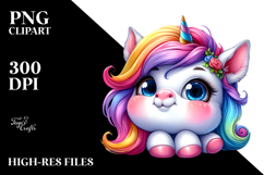 Cute Funny Baby Unicorn, PNG Product Image 2
