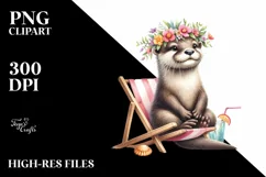 Playful Young Otter Sticker Clipart Product Image 1