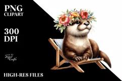 Playful Young Otter Sticker Clipart Product Image 3