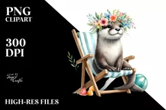 Playful Young Otter Sticker Clipart Product Image 1