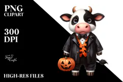Funny Cow in Halloween Suit | Clipart Product Image 2