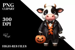 Funny Cow in Halloween Suit | Clipart Product Image 1
