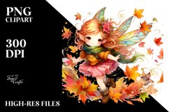 Colorful Fairy with Autumn Leaves PNG Product Image 1