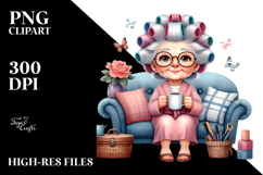 Old Lady Character Couch Clipart Product Image 2